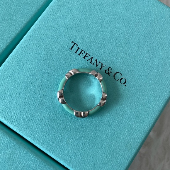 Tiffany & Co. Jewelry - Tiffany and Co. Signature X Ring Blue Enamel Size 7